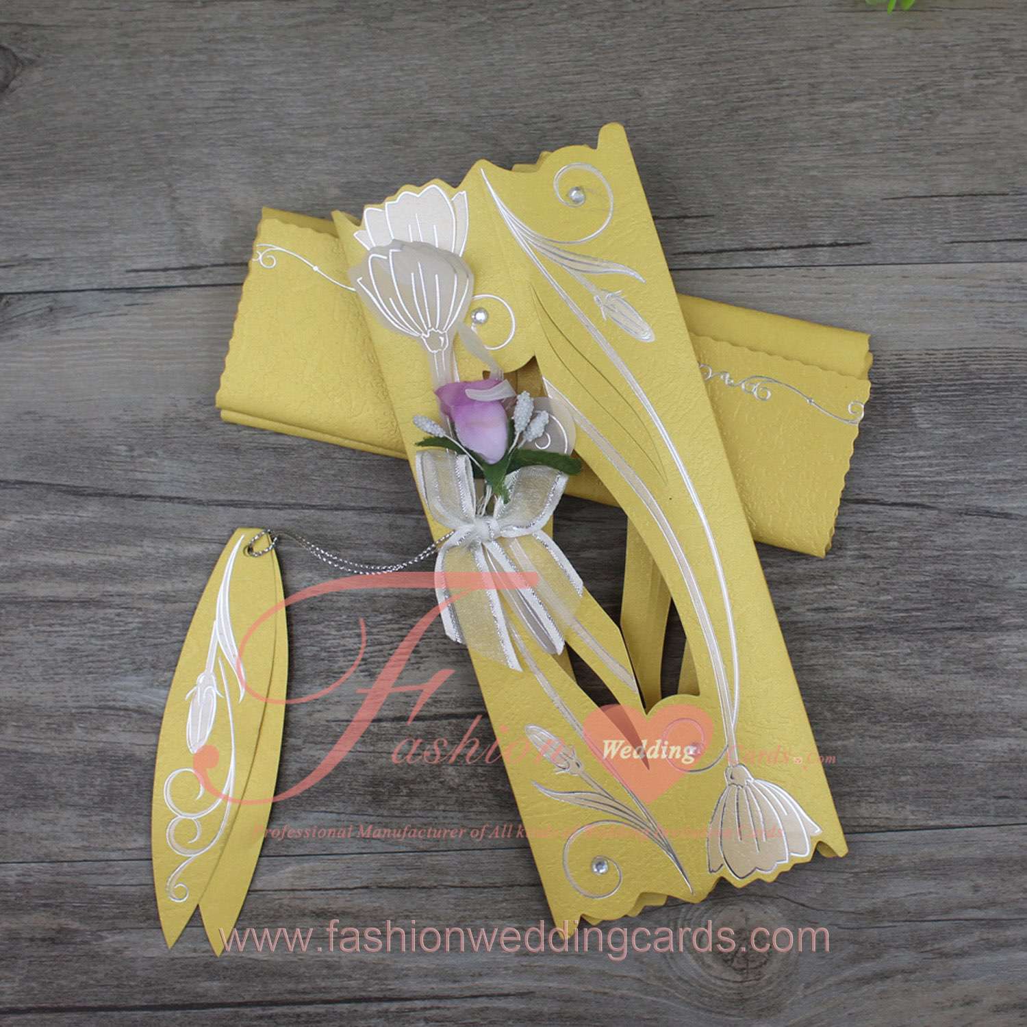 Gold Color Scroll Invitation Card with Decoration